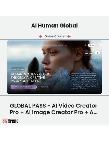 an image of AI Human Global - GLOBAL PASS - AI Video Creator Pro + AI Image Creator Pro + AI Clone Creator PRO + AI Upscale PRO 